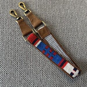 Parker Thatch beaded and suede shoulder strap